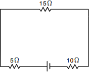 Circuit diagram that is a closed rectangular loop with a single cell power source at the bottom center of the loop